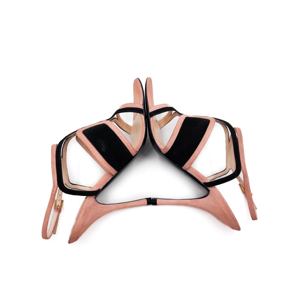 Prada Pink Black Suede Strappy Heels Sandals EU 37 - Picture 4 of 7